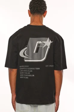HEAVY OVERSIZE STAR LOGO T-SHIRT BLACK