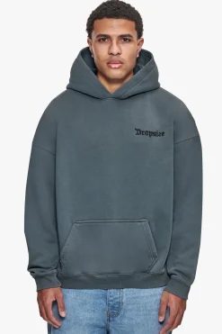 HEAVY OVERSIZE STONE GREY EMBO HOODIE