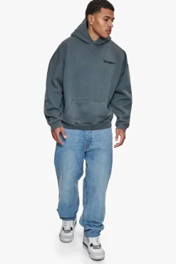 HEAVY OVERSIZE STONE GREY EMBO HOODIE