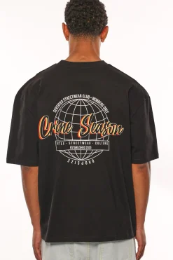 HEAVY OVERSIZE STREETWEAR CLUB T-SHIRT BLACK