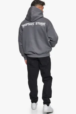 HEAVY OVERSIZE STUDIO HOODIE GRAY / WHITE