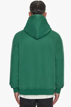 HEAVY OVERSIZE TERRY EMBO HOODIE WASHED GREEN / CREAM