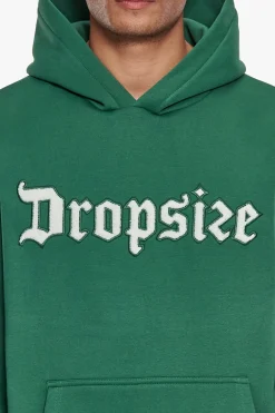 HEAVY OVERSIZE TERRY EMBO HOODIE WASHED GREEN / CREAM