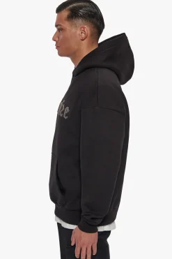 HEAVY OVERSIZE TERRY EMBO HOODIE BLACK