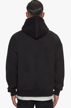 HEAVY OVERSIZE TERRY EMBO HOODIE BLACK