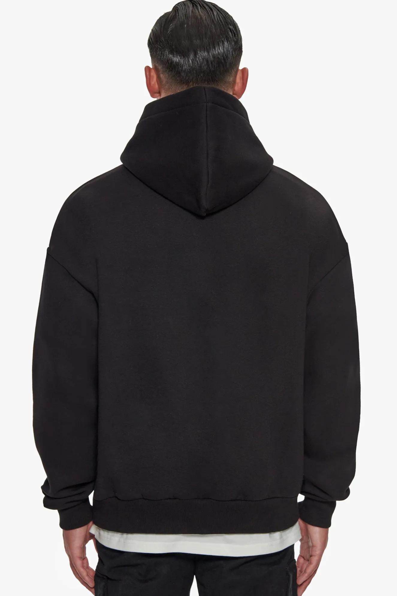 HEAVY OVERSIZE TERRY EMBO HOODIE BLACK