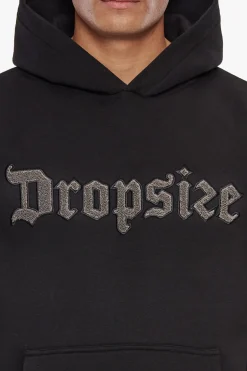 HEAVY OVERSIZE TERRY EMBO HOODIE BLACK
