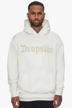 HEAVY OVERSIZE TERRY EMBO HOODIE CREAM