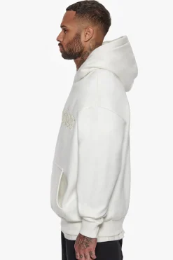 HEAVY OVERSIZE TERRY EMBO HOODIE CREAM