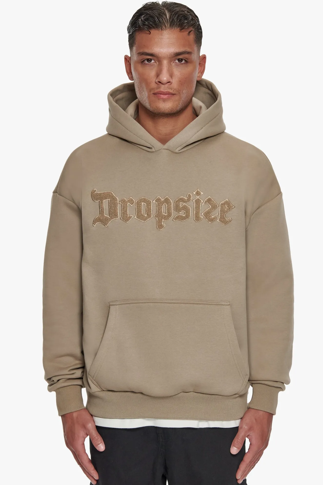 HEAVY OVERSIZE TERRY EMBO HOODIE WEATHERED TEAK