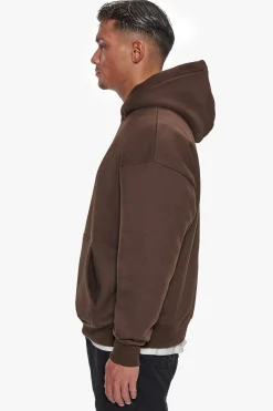 HEAVY OVERSIZE TRIPLE LOGO HOODIE CHOCOLATE BROWN