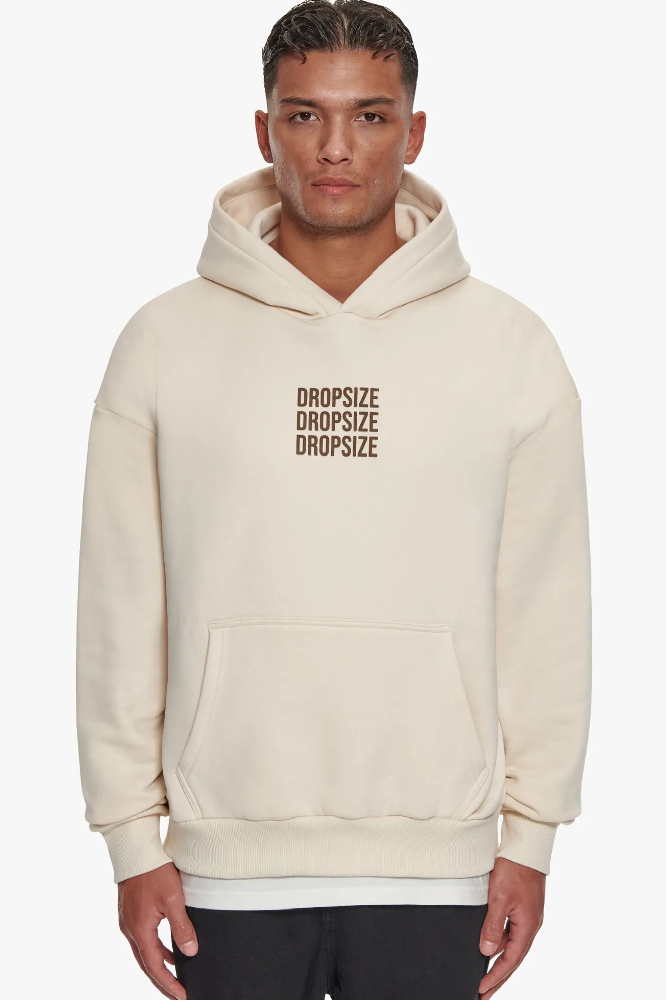 HEAVY OVERSIZE TRIPLE LOGO HOODIE COCONUT MILK
