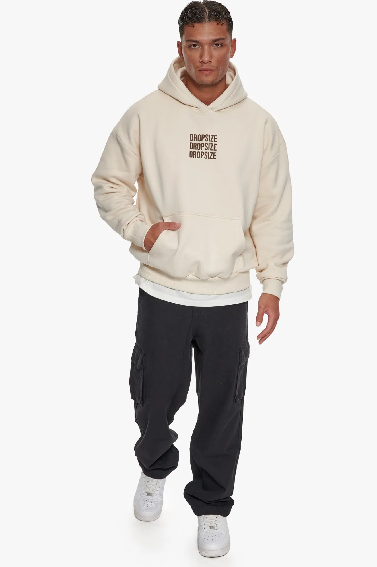 HEAVY OVERSIZE TRIPLE LOGO HOODIE COCONUT MILK