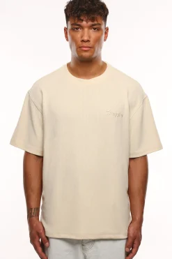 HEAVY OVERSIZE WAFFLE T-SHIRT BEIGE