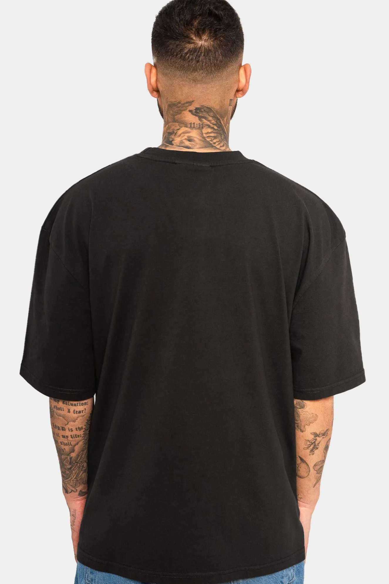 HEAVY OVERSIZE WHITE DOVES T-SHIRT WASHED BLACK