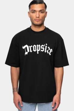 HEAVY OVERSIZE WHITE LOGO PUFFER PRINT T-SHIRT BLACK