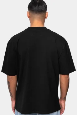 HEAVY OVERSIZE WHITE LOGO PUFFER PRINT T-SHIRT BLACK