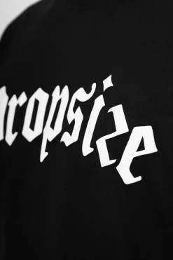 HEAVY OVERSIZE WHITE LOGO PUFFER PRINT T-SHIRT BLACK