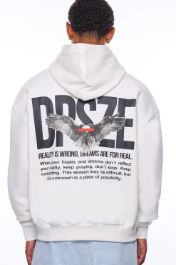HEAVY OVERSIZE WRONG REALITY HOODIE CREAM WHITE