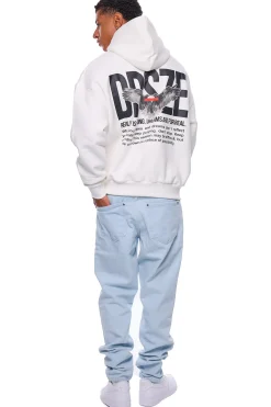 HEAVY OVERSIZE WRONG REALITY HOODIE CREAM WHITE