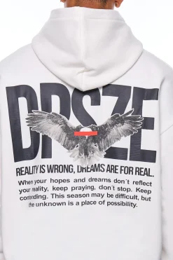 HEAVY OVERSIZE WRONG REALITY HOODIE CREAM WHITE