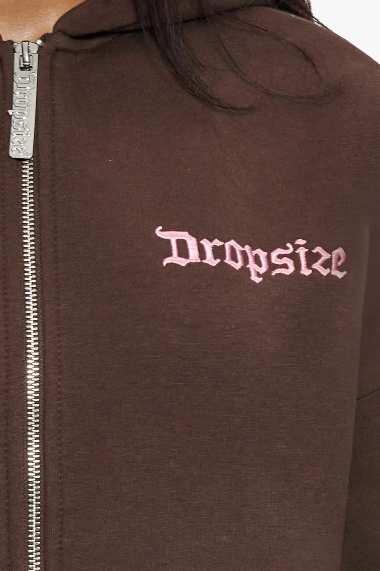 HEAVY OVERSIZE ZIP HOODIE CHOCOLATE / PINK