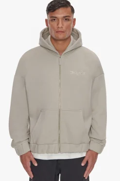 HEAVY OVERSIZE ZIP HOODIE PUMICE STONE