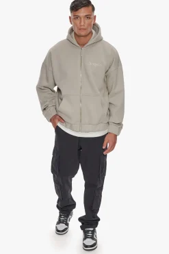 HEAVY OVERSIZE ZIP HOODIE PUMICE STONE