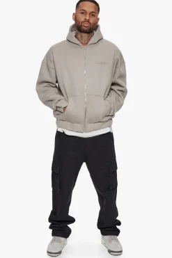 HEAVY OVERSIZE ZIP HOODIE SILVER GREY