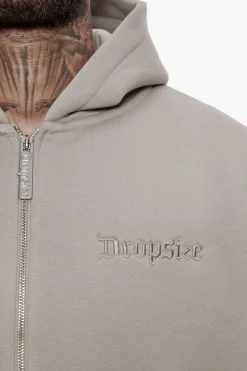 HEAVY OVERSIZE ZIP HOODIE SILVER GREY