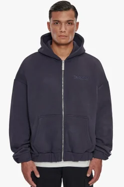 HEAVY OVERSIZE ZIP HOODIE WASHED NAVY
