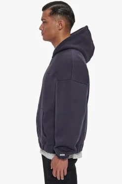HEAVY OVERSIZE ZIP HOODIE WASHED NAVY