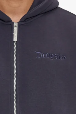 HEAVY OVERSIZE ZIP HOODIE WASHED NAVY