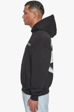HEAVY OVERSIZED BLURRED LOGO HOODIE BLACK
