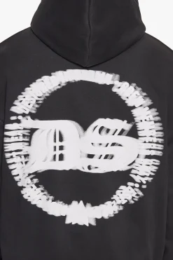 HEAVY OVERSIZED BLURRED LOGO HOODIE BLACK
