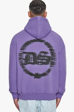 HEAVY OVERSIZED BLURRED LOGO HOODIE WASHED PURPLE