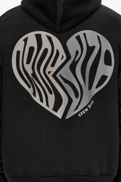 HEAVY OVERSIZED BROKEN HEART HOODIE WASHED BLACK