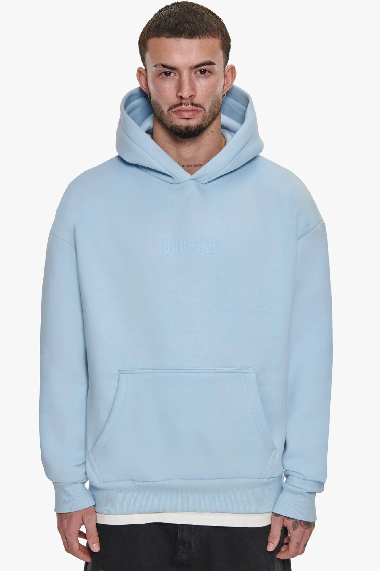 HEAVY OVERSIZED CENTER HD HOODIE BABY BLUE