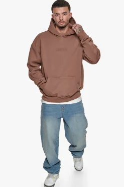 HEAVY OVERSIZED CENTER HD HOODIE BROWN