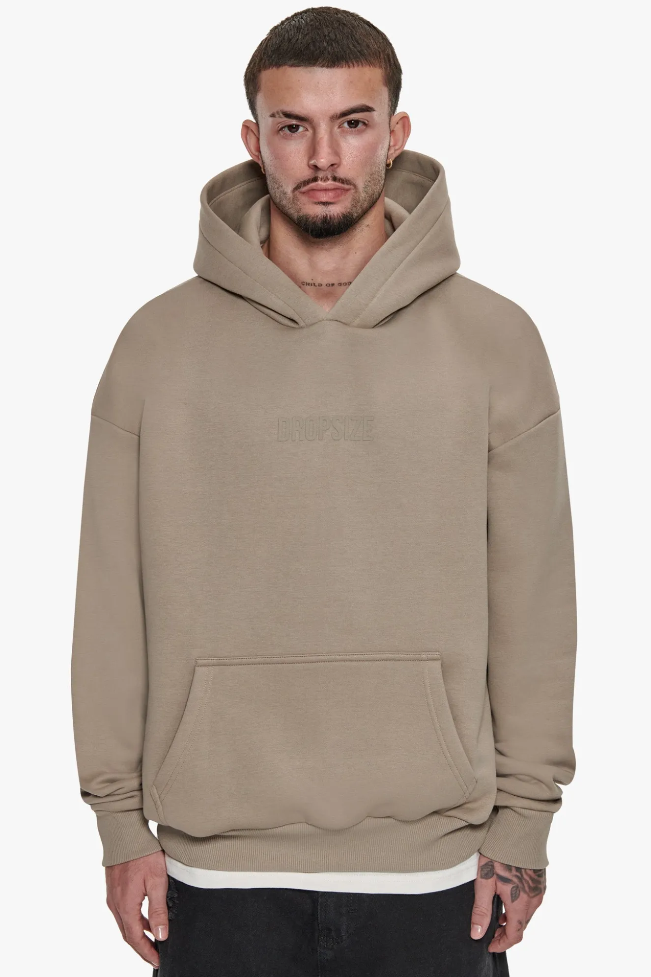 HEAVY OVERSIZED CENTER HD HOODIE SIMPLY TAUPE
