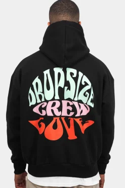 HEAVY OVERSIZED CREW LOVE HOODIE BLACK