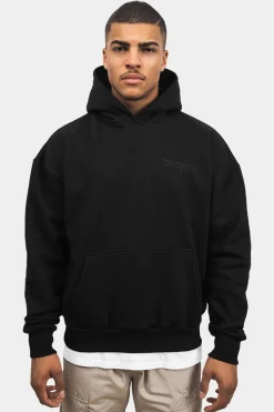 HEAVY OVERSIZED CREW LOVE HOODIE BLACK