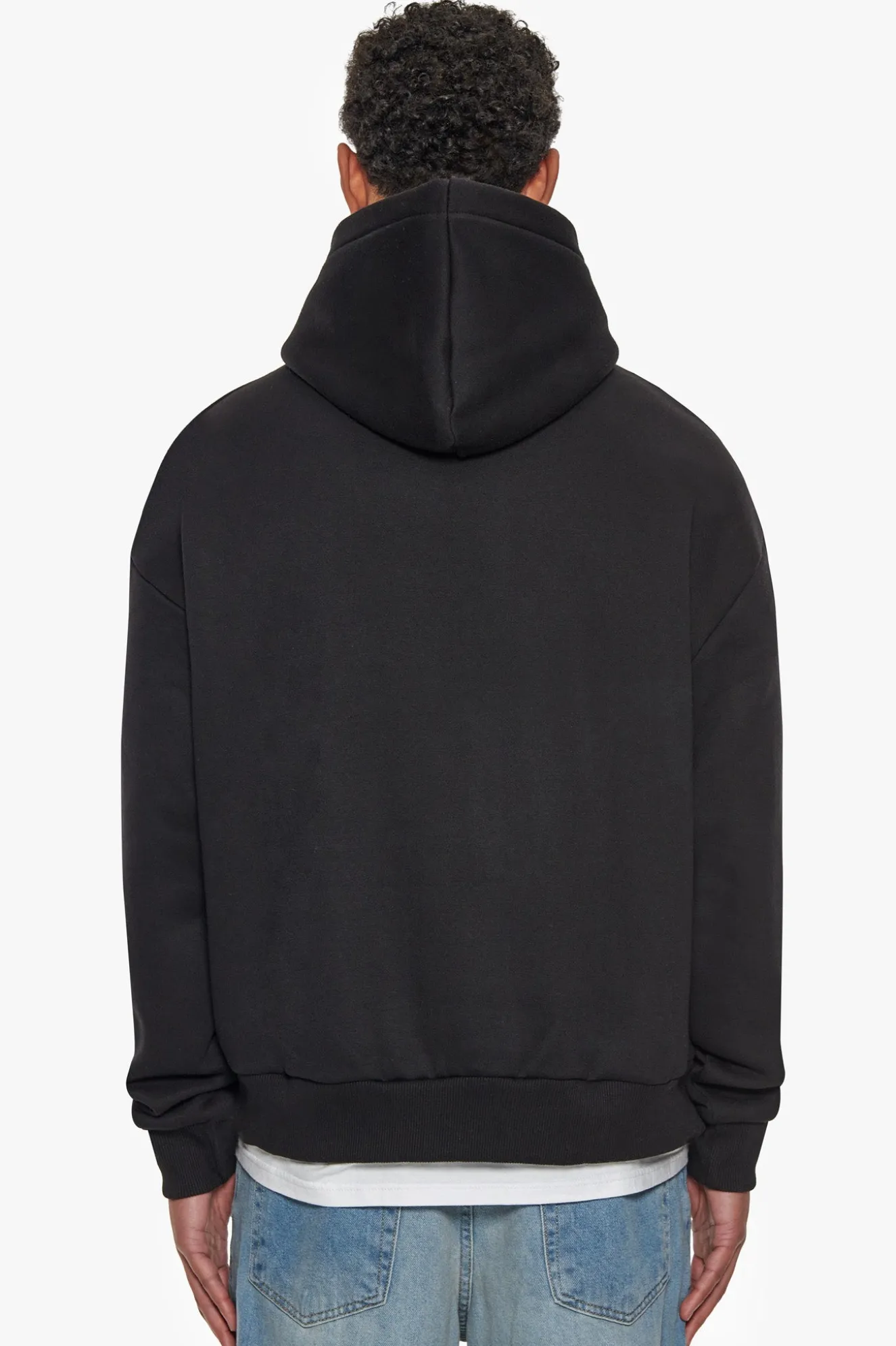 HEAVY OVERSIZED CRIME OUTLINE HOODIE BLACK