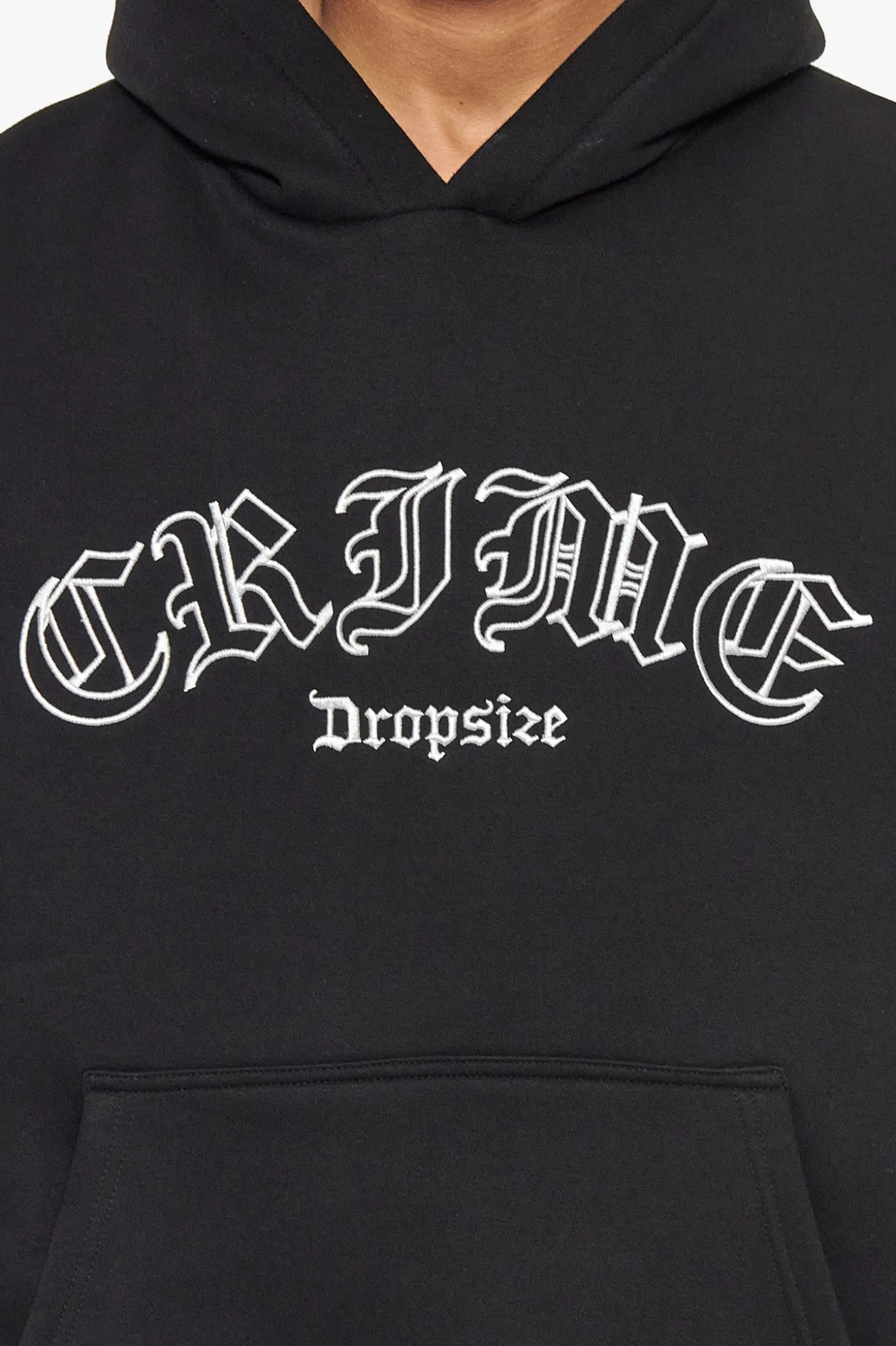 HEAVY OVERSIZED CRIME OUTLINE HOODIE BLACK