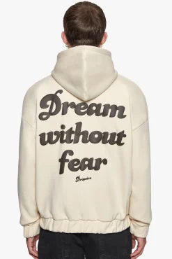 HEAVY OVERSIZED DREAM WITHOUT FEAR ZIP HOODIE COCONUT MILK