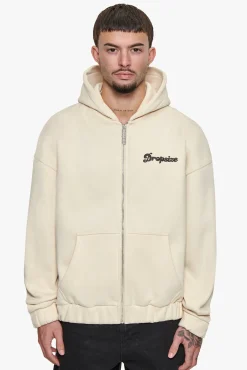 HEAVY OVERSIZED DREAM WITHOUT FEAR ZIP HOODIE COCONUT MILK