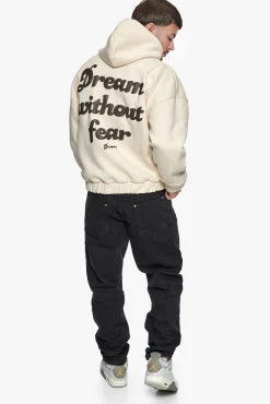 HEAVY OVERSIZED DREAM WITHOUT FEAR ZIP HOODIE COCONUT MILK