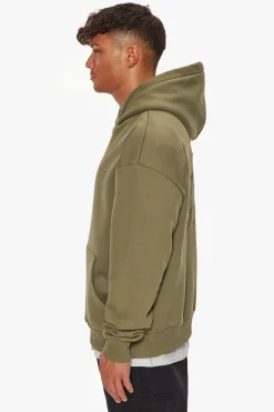 HEAVY OVERSIZED FEAR DEATH HOODIE OLIVE