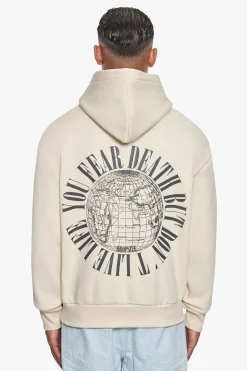 HEAVY OVERSIZED FEAR DEATH HOODIE COCONUT MILK