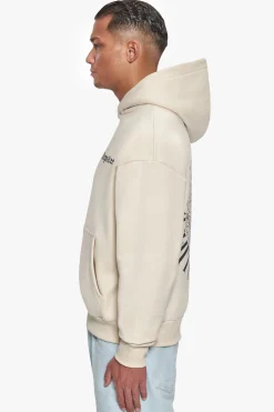 HEAVY OVERSIZED FEAR DEATH HOODIE COCONUT MILK